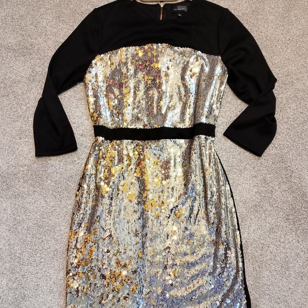 Black and Gold Sequin Dress Size 8